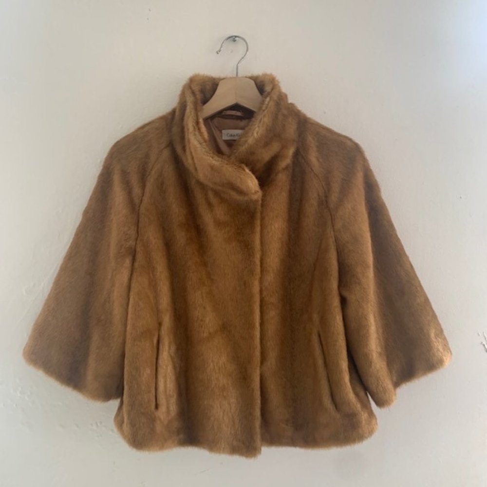 Calvin Klein Faux Cropped Fur Jacket